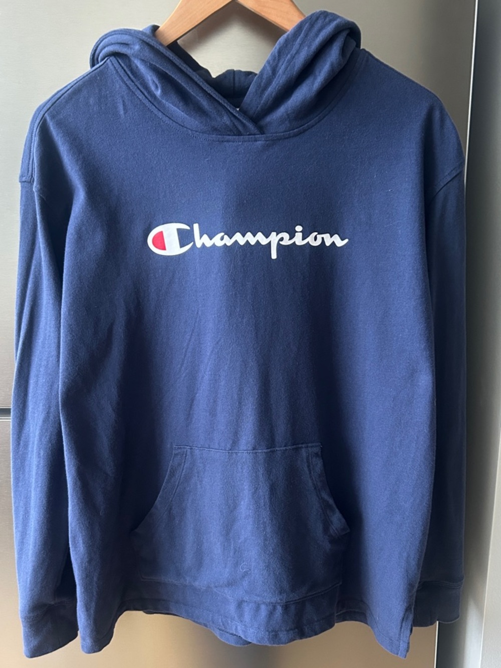 Champion Navy Blue Hoodie Size Large Classic Logo Pullover